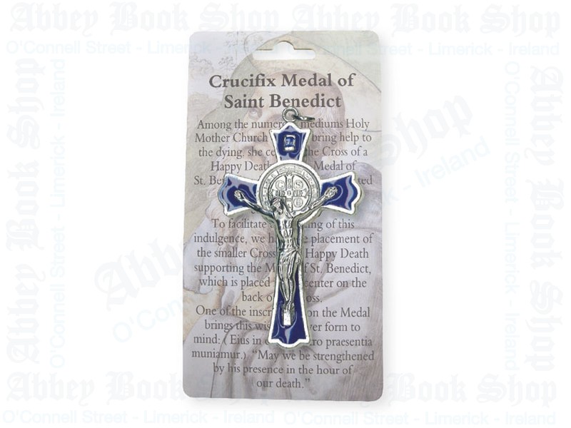 Saint Benedict Crucifix Medal – Blue With Card