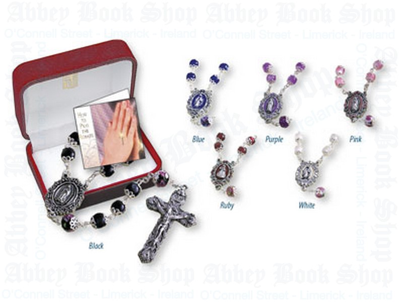 Glass Rosary Beads Capped – Blue/Pearl Finish