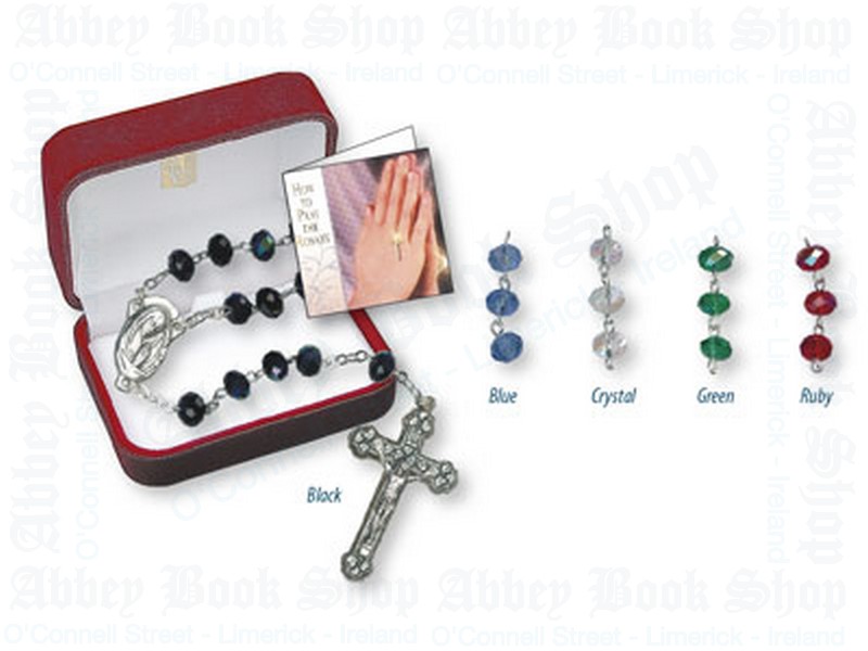 Glass Rosary Beads Tin Cut – Black