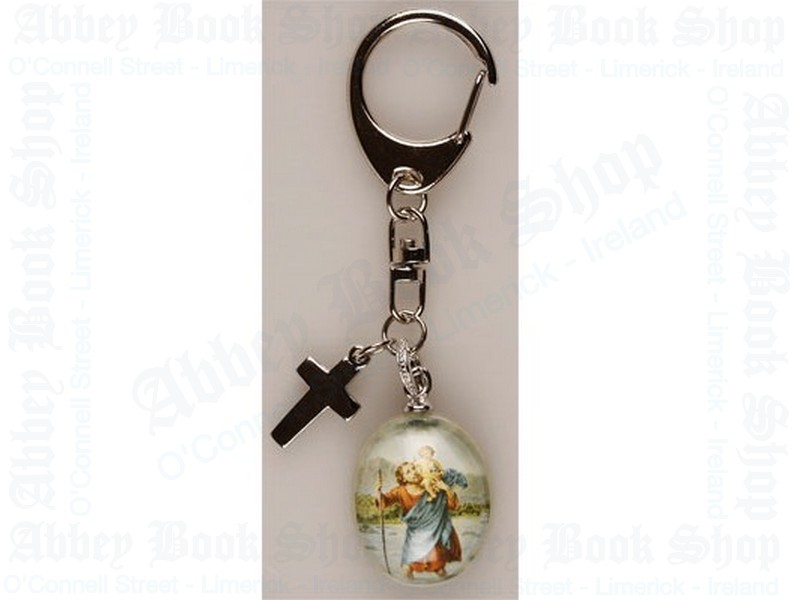 Glass Key Ring/Cross – Saint Christopher