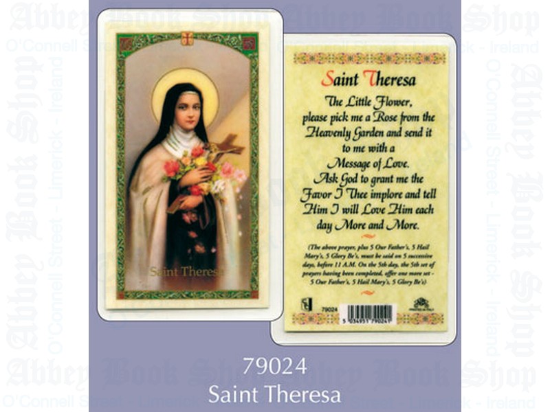 Laminated Prayer Leaflet/Saint Theresa
