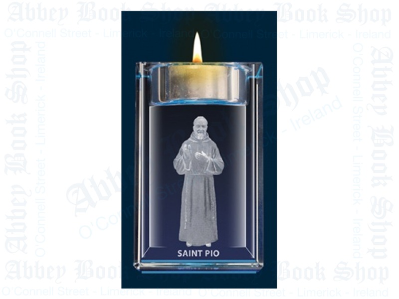 Crystal Block – Votive Holder – St Padre Pio