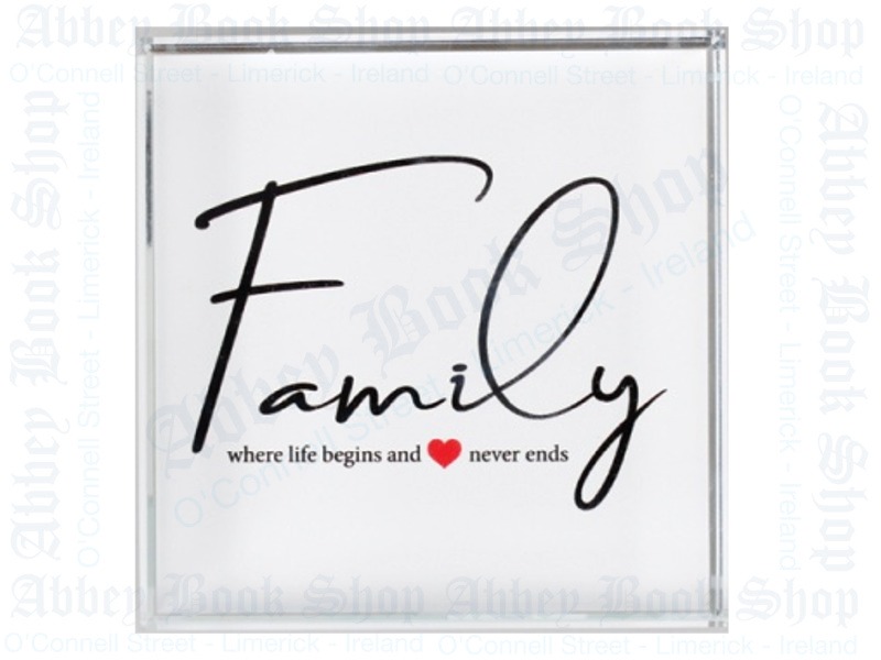 Glass Block Paperweight – Family