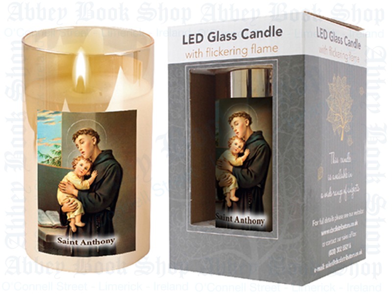 LED Glass Candle – Saint Anthony