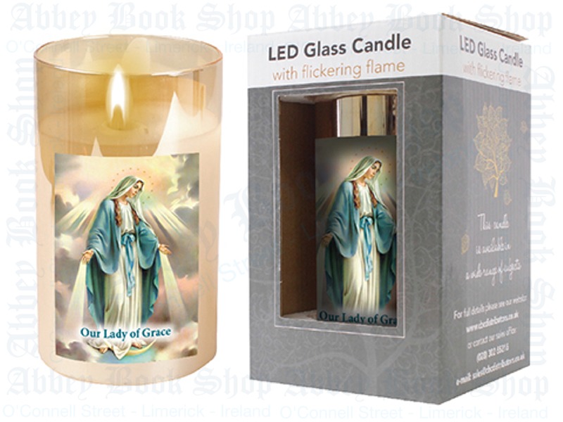 LED Glass Candle – Our Lady of Grace