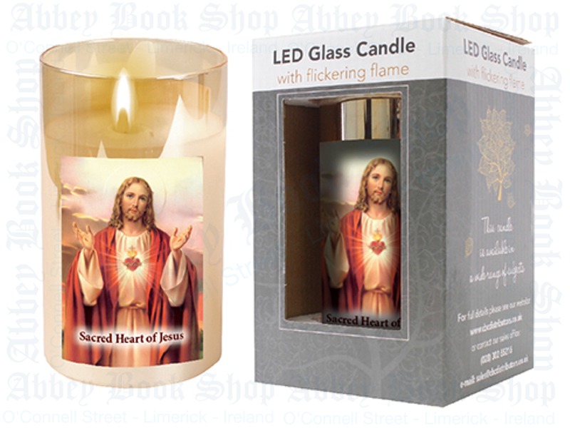 LED Glass Candle – Sacred Heart