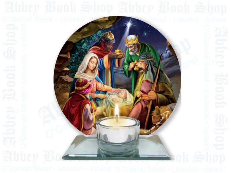 Glass Votive Light Holder – Nativity Kings