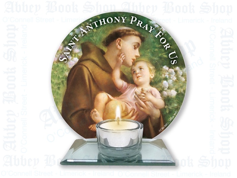 Glass Votive Light Holder - Saint Anthony - Abbey Bookshop Limerick