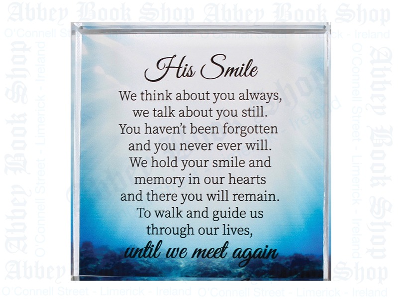 Glass Block Paperweight – His Smile