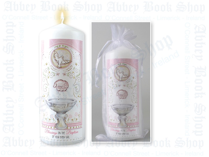 Christening Candle/Girl/6″ Gift Bagged