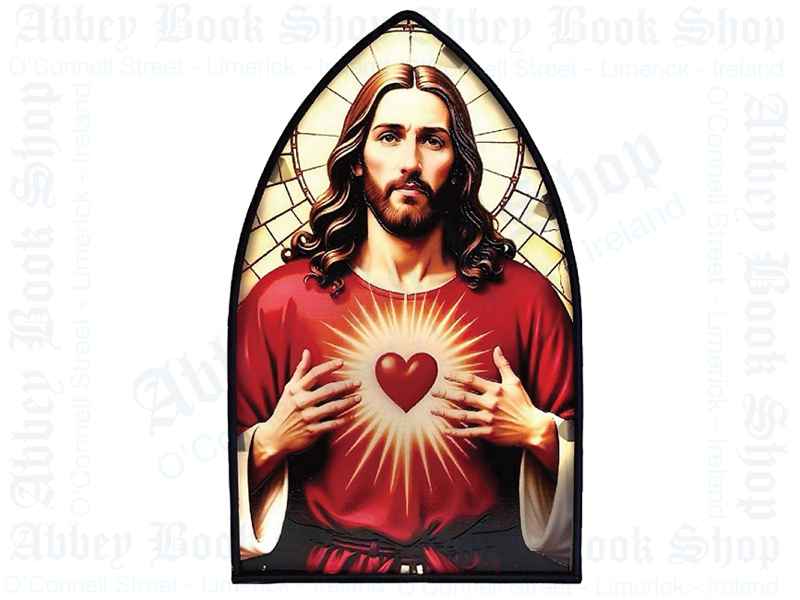 Sacred Heart – Stained Glass Plaque (Arched)